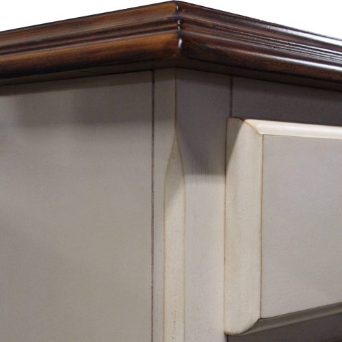Andrews Dining Collection - Server in Antique white with a Chestnut top - top molding detail DLU-ADW-SER-AW