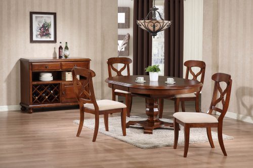 Andrews Dining Collection - Six-piece dining set with extendable pedestal table - four chairs and server in a Chestnut finish DLU-ADW-SER-CT