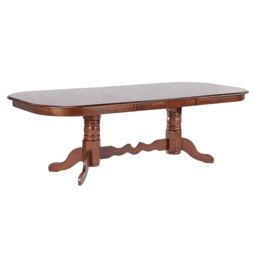 Andrews Dining - Double pedestal table with Butterfly leaves finished in distressed Chestnut - fully extended DLU-ADW4296-CT