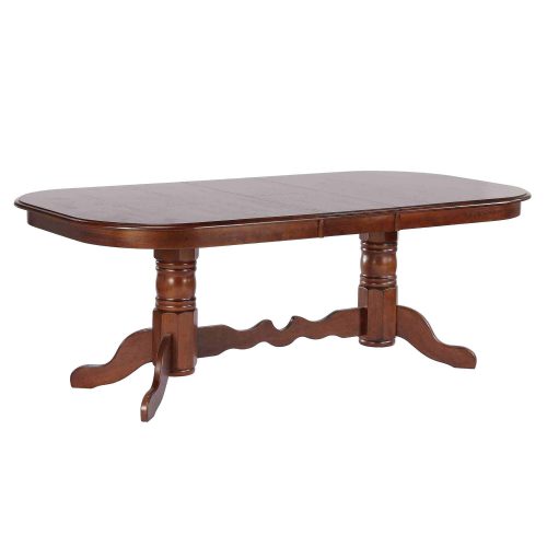 Andrews Dining - Double pedestal table with Butterfly leaves finished in distressed Chestnut - partially extended DLU-ADW4296-CT