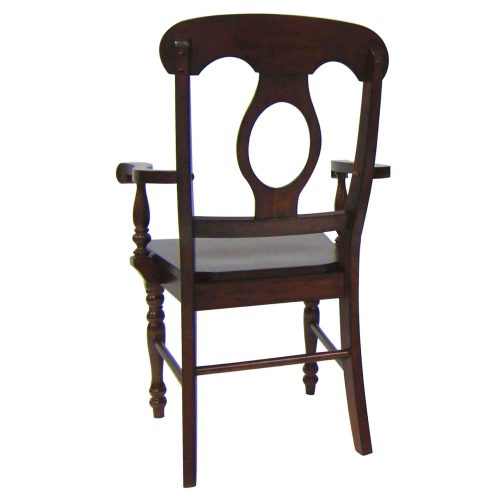 Andrews Dining - Napoleon Arm Chair finished in Chestnut brown - angled back view DLU-ADW-C50A-CT-2