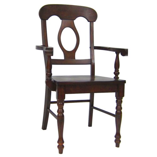 Andrews Dining - Napoleon Arm Chair finished in Chestnut brown - three-quarter view DLU-ADW-C50A-CT-2