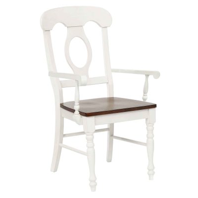 Andrews Dining - Napoleon armchair finished in antique white with a chestnut seat three-quarter view DLU-ADW-C50A-AW-2