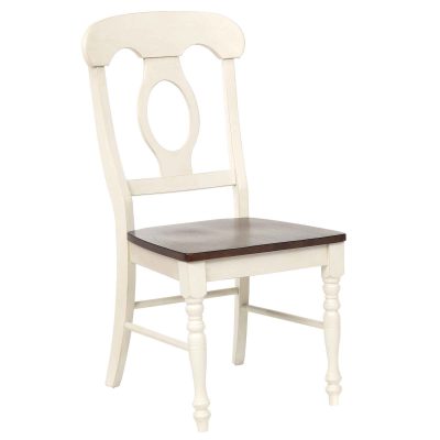 Andrews Dining - Napoleon dining chair finishedi n antique white with chestnut seat - front view DLU-ADW-C50-AW-2