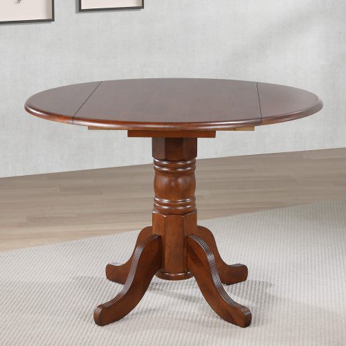 Andrews Dining Round drop leaf dining table finished in distressed chestnut - dining room setting DLU-ADW4242-CT