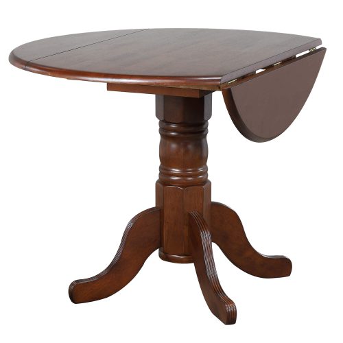 Andrews Dining Round drop leaf dining table finished in distressed chestnut - leaf down DLU-ADW4242-CT