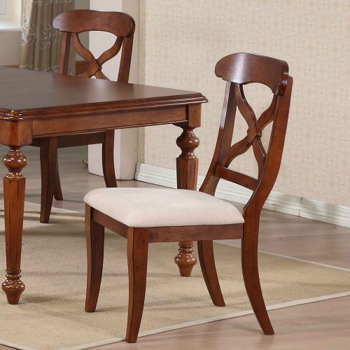 Andrews Dining - Upholstered dining chair finished in chestnut - dining room setting DLU-ADW-C12-CT-2