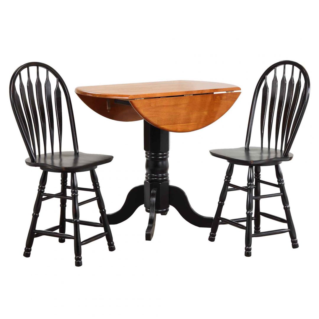 Drop Leaf Pub Table Set Wswivel Barstools 3 Piece Sunset Trading