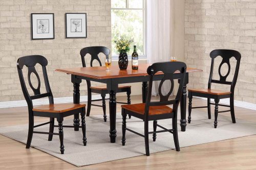 Black Cherry Selections - 5-piece dining set - Butterfly dining table with four Napoleon chairs - finished in antique black with cherry top dining room setting DLU-TLB3660-C50-BCH5PC