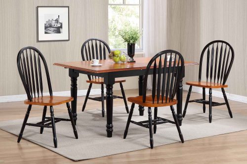 Black Cherry Selections - 5-piece dining set - Extendable dining table with four Arrow-back chairs - finished in antique black with cherry top and seats dining room setting DLU-TLB3660-820-BCH5PC