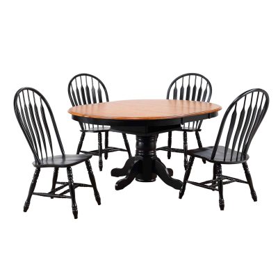 Black Cherry Selections - 5-piece dining set - Extendable dining table with four Comfort back chairs finished in antique black with a Cherry top and seats DLU-TBX4266-4130-AB5PC