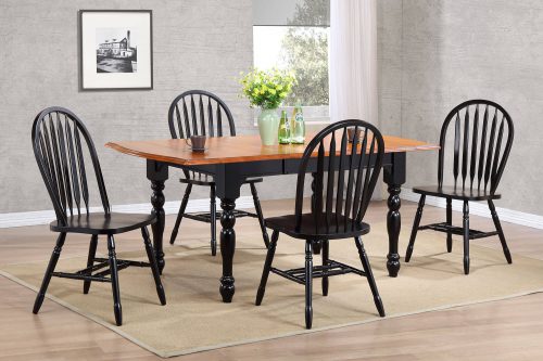 Black Cherry Selections - 5-piece dining set - extendable dining table with four Arrow-back chairs - fininshed in antique black with cherry accents - dining room setting DLU-TDX3472-820-AB5PC