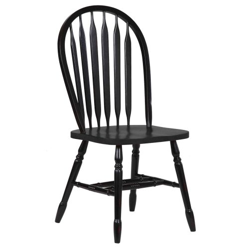 Black Cherry Selections - Arrow-back dining chair - finished in antique black - front view - DLU-820-AB-2