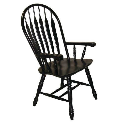 Black Cherry Selections - Comfort dining armchair finished in antique black - angled view DLU-4130-AB-A