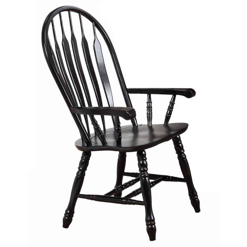 Black Cherry Selections - Comfort dining armchair finished in antique black - three-quarter view DLU-4130-AB-A