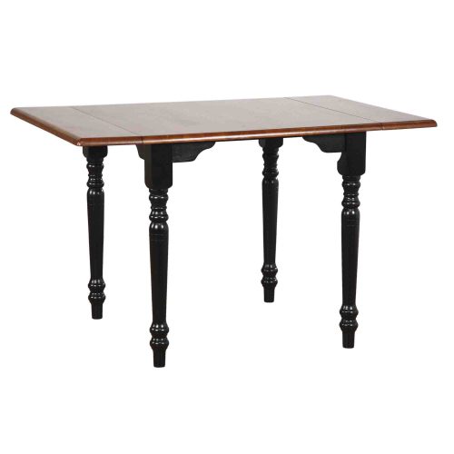 Black Cherry Dining - Drop leaf dining table - Antique black with distressed cherry top finish, leaf down, leaves up-PK-TLD3448-BCH