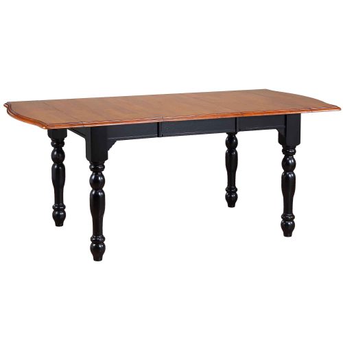 Black Cherry Selections - Extendable dining table with drop leaves - fininshed in antique black with cherry accents - table extended with leaves up DLU-TDX3472-BCH