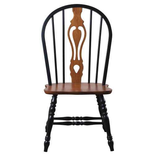 Black Cherry Selections - Keyhole back dining chair - 41 inches - finished in antique black with cherry accents and seat - front view - DLU-124-S-BCH-2