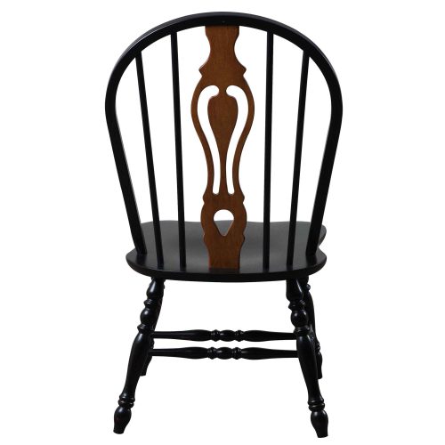 Black Cherry Selections - Keyhole back dining chair - 41 inches - finished in antique black with cherry accents - back view DLU-124-S-AB-2