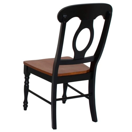Black Cherry Selections - Napoleon dining chair finished in antique black with a cherry seat - back view DLU-C50-BCH-2