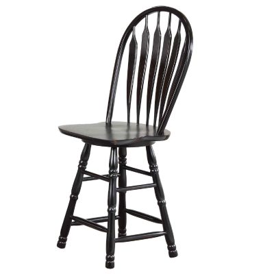 Black Cherry Selections - Swivel barstool - 24 inches - finished in antique black - angled three-quarter view DLU-B24-AB