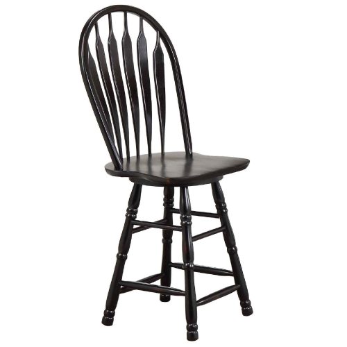 Black Cherry Selections - Swivel barstool - 24 inches - finished in antique black - three-quarter view DLU-B24-AB