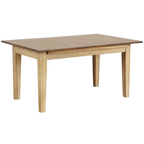Brook Dining - Extendable dining table in creamy wheat finish with Pecan top closed position - DLU-BR134-PW
