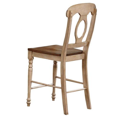 Brook Dining - Napoleon barstool finished in creamy wheat with a pecan seat - back view DLU-BR-B50-PW-2
