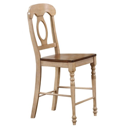 Brook Dining - Napoleon barstool finished in creamy wheat with a pecan seat - front view DLU-BR-B50-PW-2