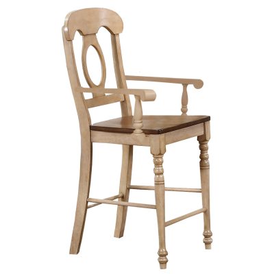 Brook Dining - Napoleon counter height barstool with arms finished in creamy wheat with a pecan seat DLU-BR-B50A-PW-2