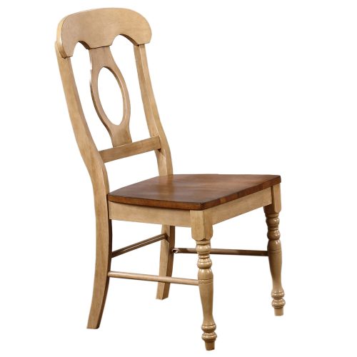 Brook Dining - Napoleon dining chair finished in creamy wheat with Pecan seat - side view DLU-BR-C50-PW-2