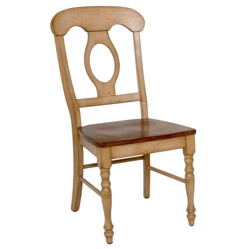 Brook Dining - Napoleon dining chair finished in creamy wheat with Pecan seat - three-quarter view DLU-BR-C50-PW-2