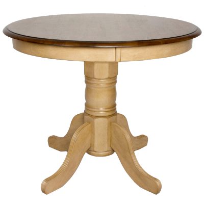 Brook Dining - Round dining table in creamy wheat finish and pecan DLU-BR3636-PW