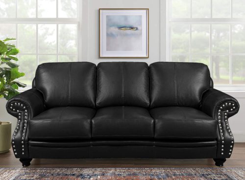 Charleston Sofa in Black. Front view in living room setting-SU-CR2130-80-300LF