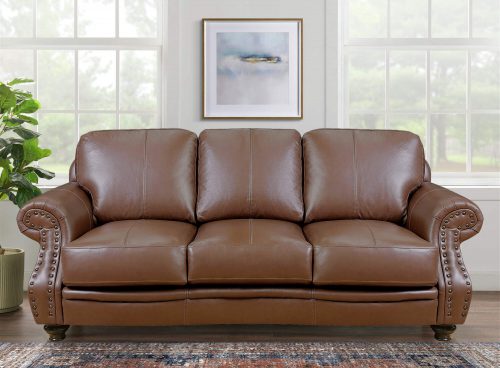 Charleston Sofa in Chestnut. Front view in living room setting-SU-CR2130-86-300LF