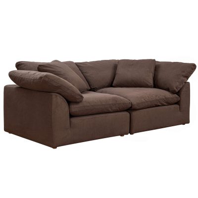 Puff 2-piece slipcovered modular sectional sofa in brown SU-1458-88-2C