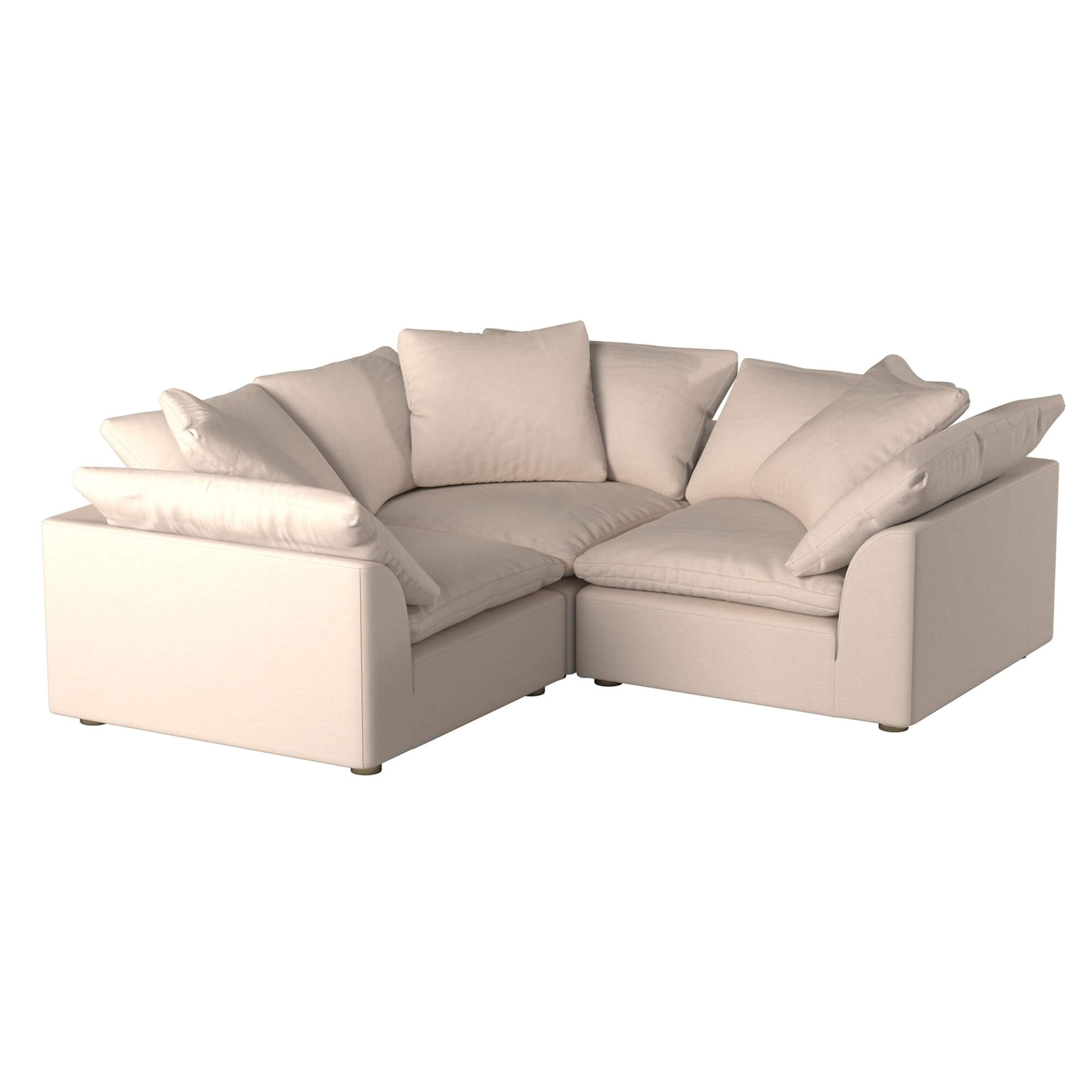 Puff Slipcovered 3 PC Modular L-Shaped Sofa Sectional - Color 391084 -  Sunset Trading