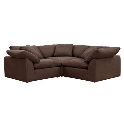 Puff 3-piece slipcovered modular L-shaped sectional sofa in brown SU-1458-88-3C