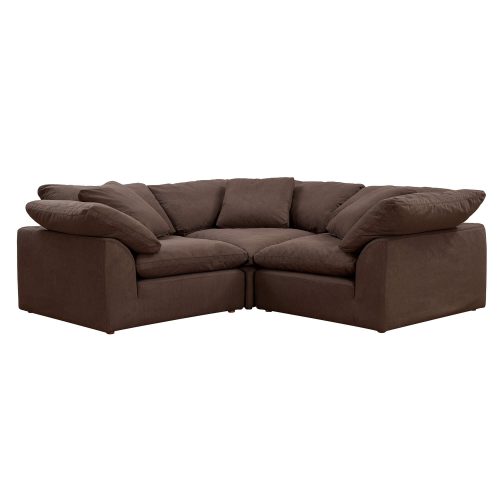 Cloud Puff Collection - Three Piece Sofa Sectional in Chocolate Brown 391088 - Angle view-SU-1458-88-3C