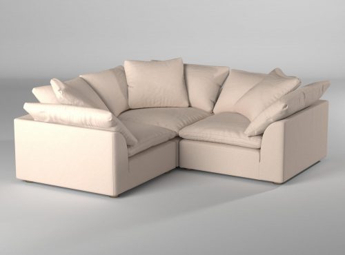 Cloud Puff Collection - Three Piece Sofa Sectional in Tan 391084 - Angle view in room setting-SU-1458-84-3C