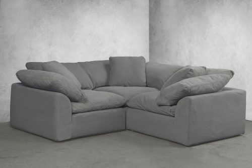 Cloud Puff Collection - Three Piece Sofa Sectional in Gray 391094 - Angle view in room setting-SU-1458-94-3C