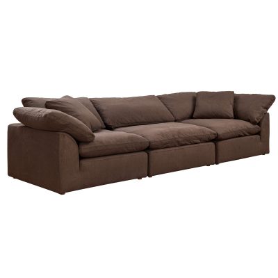 Puff 3-piece slipcovered modular sectional sofa in brown SU-1458-88-2C-1A