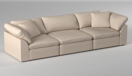 Cloud Puff Collection - Three Piece Sofa Sectional in Tan 391084 - Angle view in room setting-SU-1458-84-2C-1A