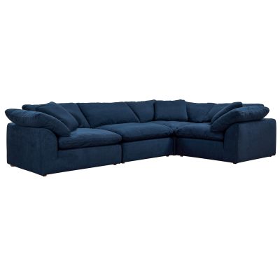 Cloud Puff Collection - Four Piece L Shaped Sofa Sectional in Navy Blue 391049 -Angle view-SU-1458-49-3C-1A