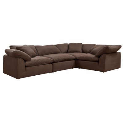 Puff 4-piece slipcovered modular L-shaped sectional sofa in brown SU-1458-88-3C-1A