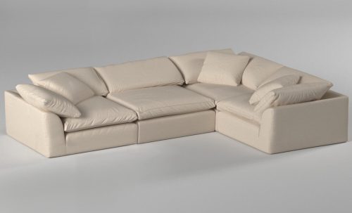 Cloud Puff Collection - Four Piece L Shaped Sofa Sectional in Tan 391084 - Angle view in room setting-SU-1458-84-3C-1A