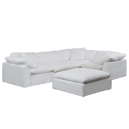 Cloud Puff Collection - Five Piece Sofa Sectional with Ottoman in White 391081 - Angle view-SU-1458-81-3C-1A-1O
