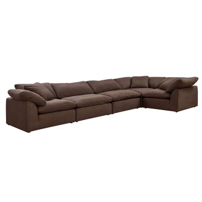 Puff 5-piece slipcovered sectional sofa in brown SU-1458-88-3C-2A