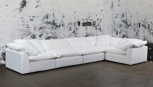 Cloud Puff Collection - Five Piece L Shaped Sofa Sectional in White 391081 - Angle view in room setting-SU-1458-81-3C-2A