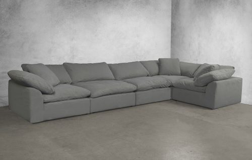 Cloud Puff Collection - Five Piece L Shaped Sofa Sectional in Gray 391094 - Angle view in room setting-SU-1458-94-3C-2A
